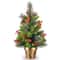 2ft. Unlit Silver Bristle, Pinecones, Red Berries & Glitter Crestwood Spruce Artificial Christmas Tree in Bronze Pot